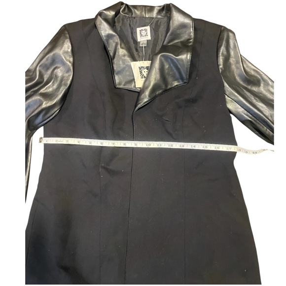 Anne Klein Black Blazer with Leather Sleeves - Picture 8 of 10